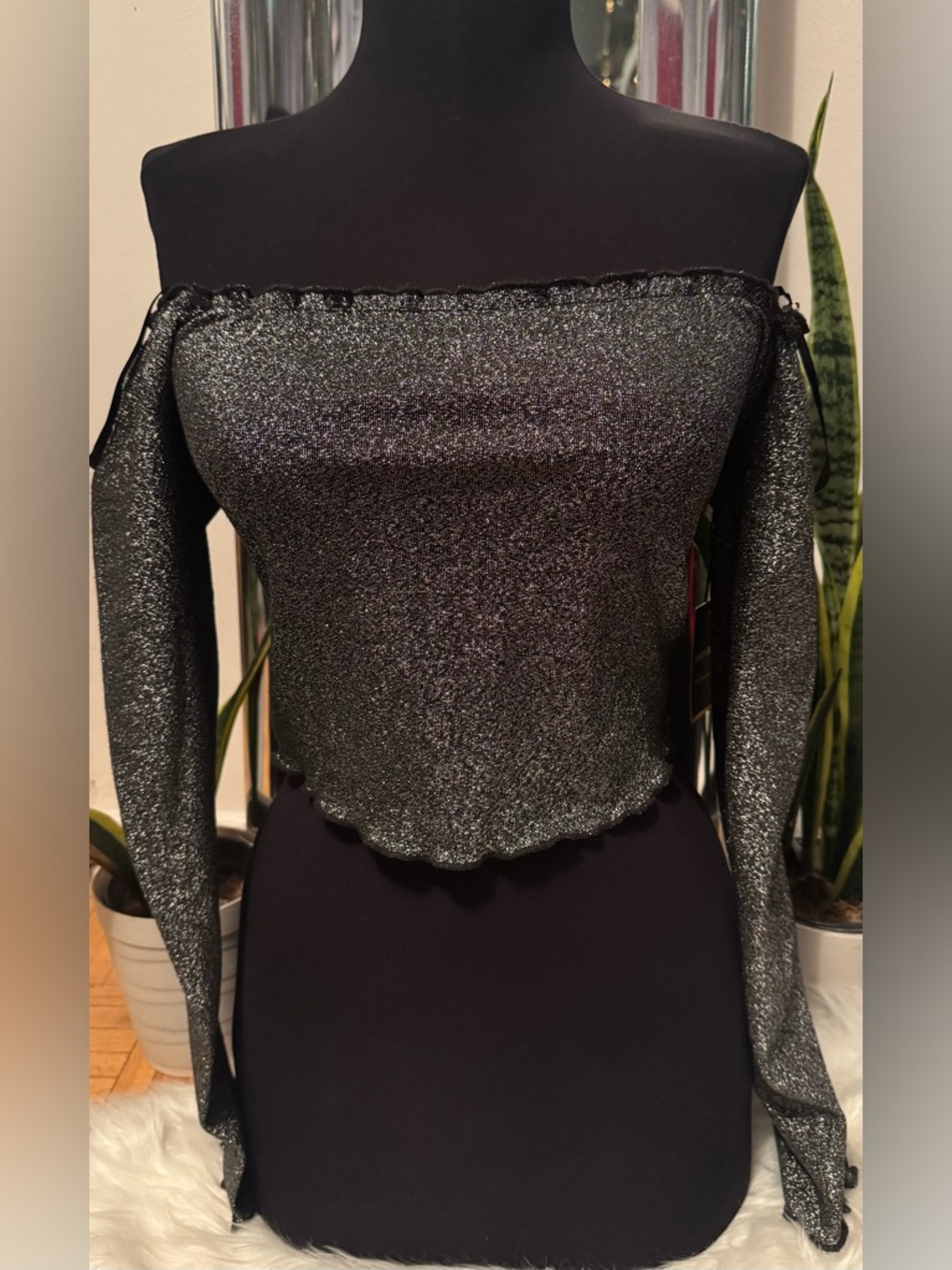 Forever 21 Black Metallic Sparkle Top